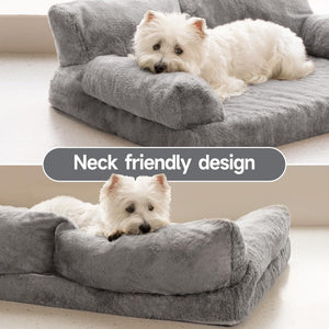 MEWOOFUN Orthopedic Dog Bed For Medium Dogs - Waterproof Pet Sofa With Supportive Foam, 35.4x25.6x11.8 Inch Washable Cover & Non-Slip Bottom, Grey